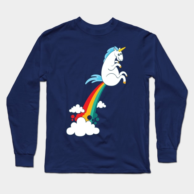 funny unicorn fart rainbow cloud Long Sleeve T-Shirt by daizzy